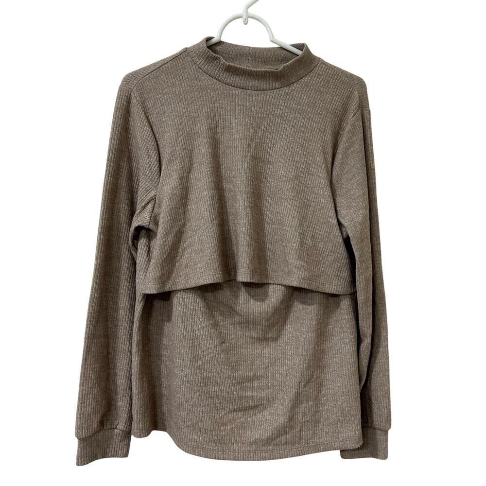 Old Navy Maternity Women Medium Mock Neck Double Layer Long Sleeve Nursing Shirt